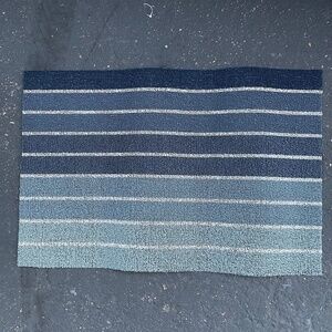 Chilewich Blue and Gray Striped Door Mat